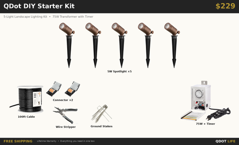 QDot DIY Starter Kit — 5-Light Landscape Lighting