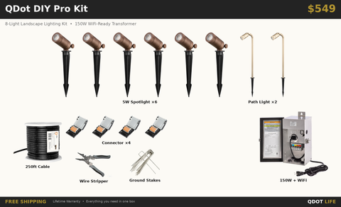 QDot DIY Pro Kit — 8-Light Landscape Lighting with WiFi